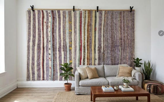 Handwoven Wall Hanging Rug: Tapestry Wall Art (5'5x8'1 ft)