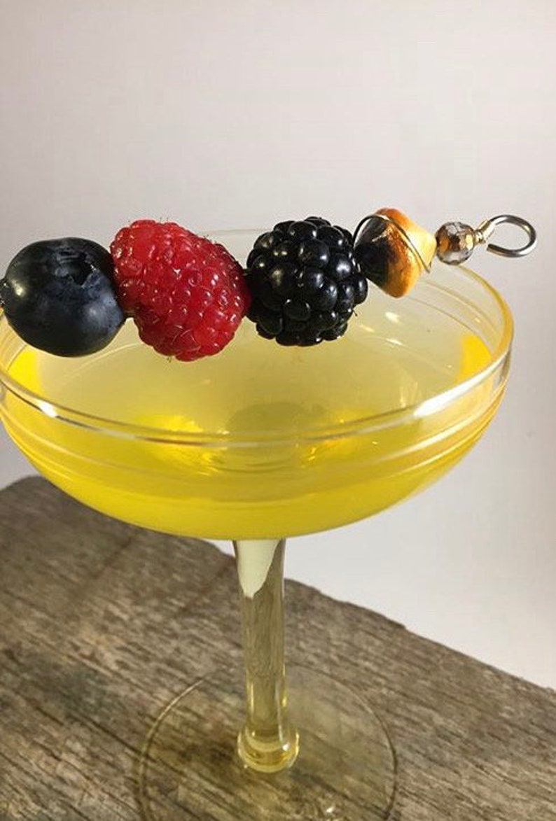 Stainless Steel Glass Mirror Appetizer pick Blue Set of four Rainbow Food pick Martini pick Cocktail pick Skewer