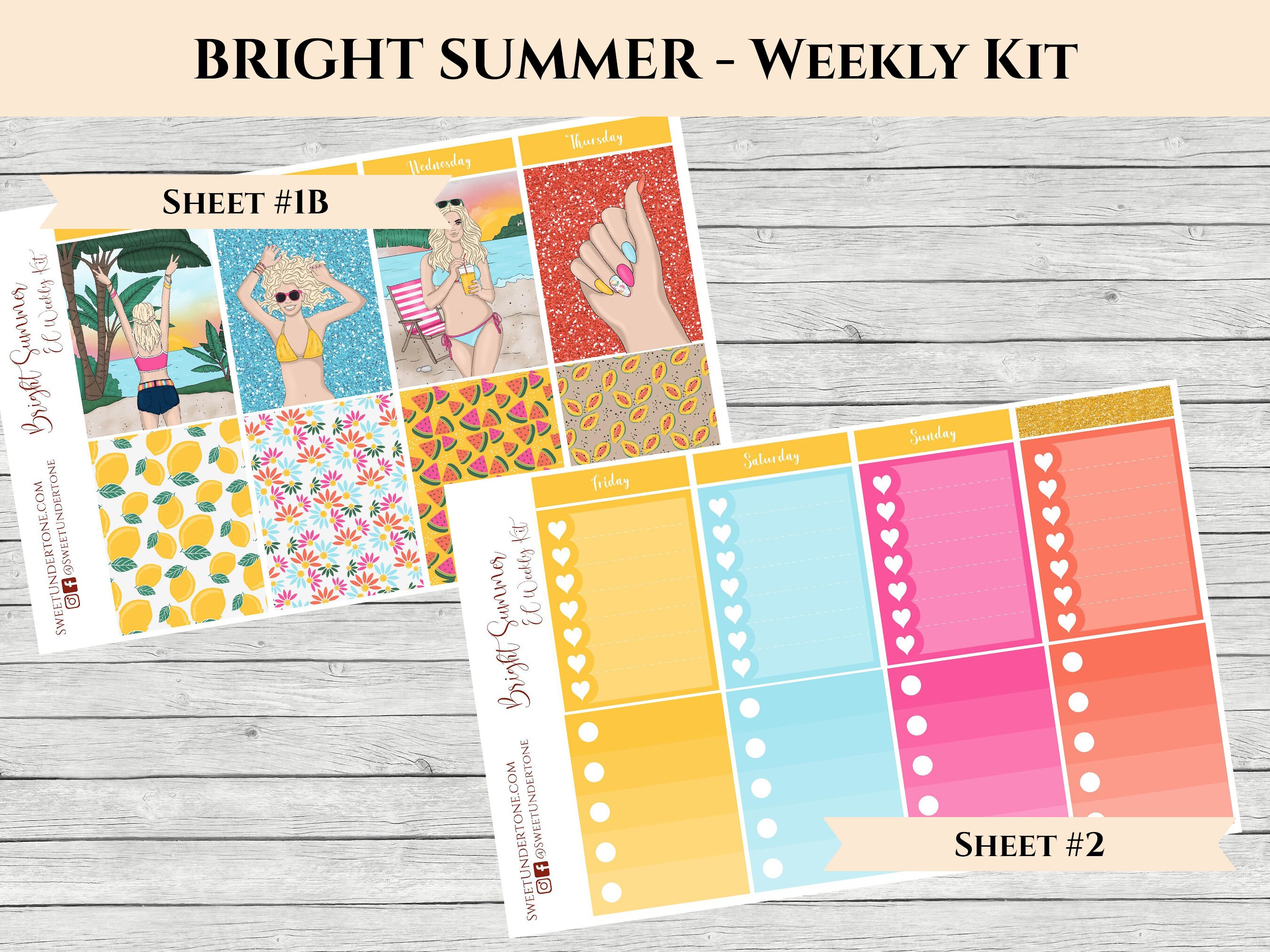 Bright Summer / Erin Condren 2021 Weekly Planner Kit / Planner Stickers ...