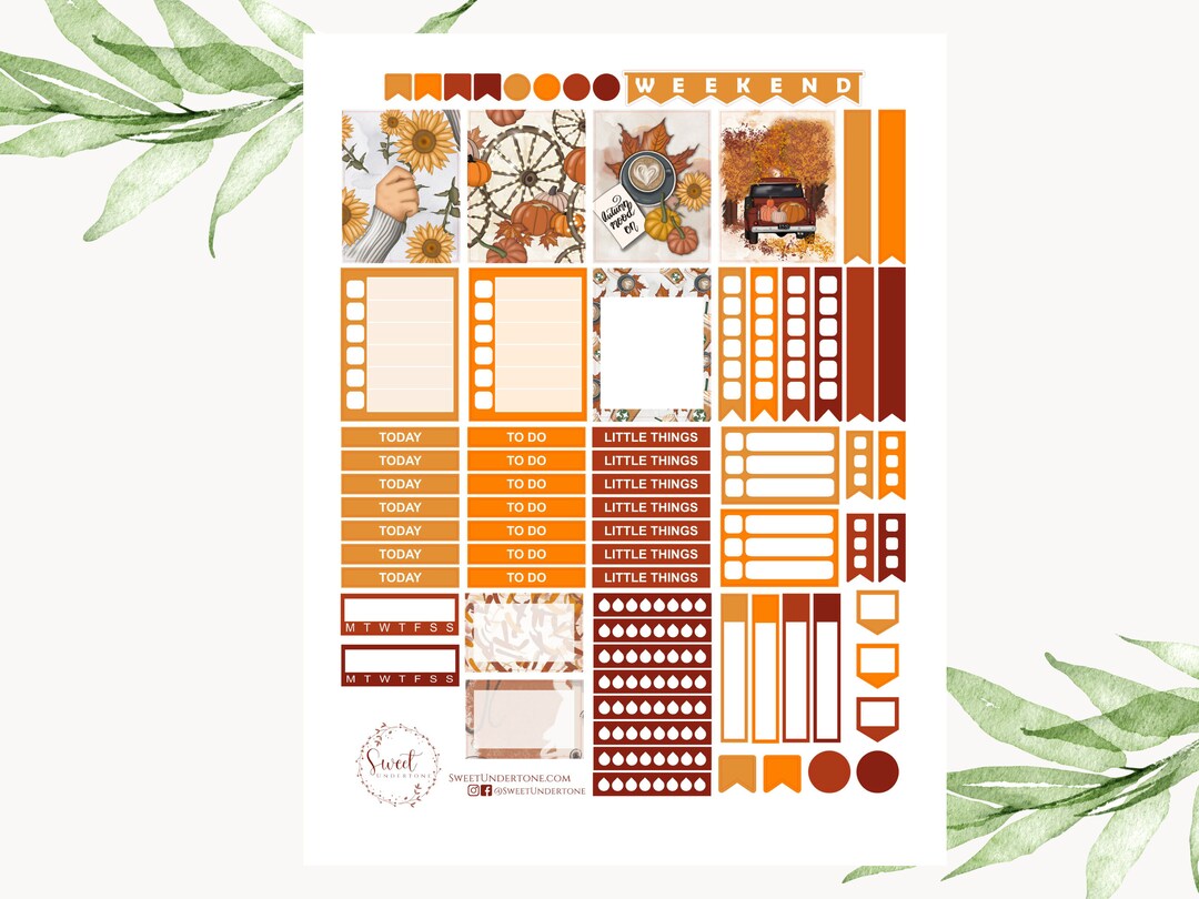 Autumn Mood / Mini Kit / Planner Stickers / Vertical Planner Kit ...