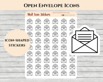 Minimal Open Envelope Icon Stickers // Planner Stickers // Functional Planner Stickers // Printed Stickers