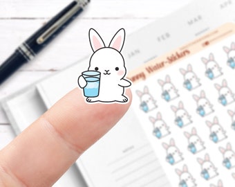 Bunny Water Stickers // Planner Stickers // Functional Planner Stickers // Printed Stickers