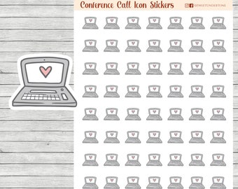 Conference Call Icon Stickers // Planner Stickers // Functional Planner Stickers // Printed Stickers