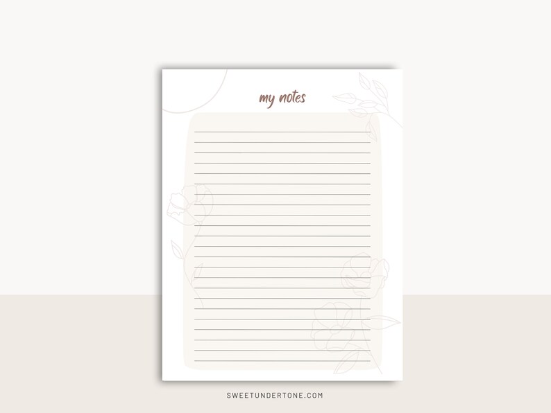 notes page printable lined note paper note page planner etsy