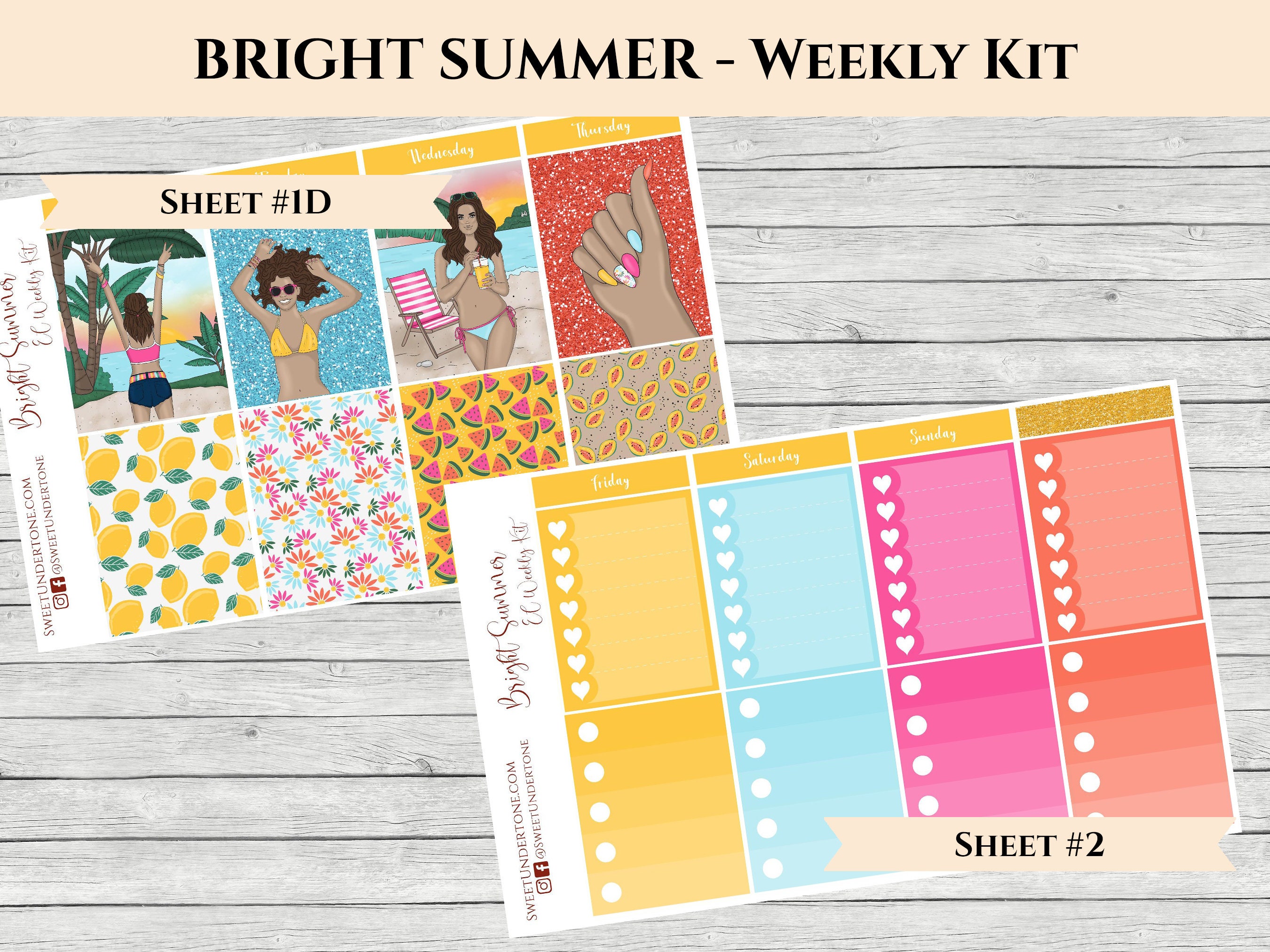 Bright Summer / Erin Condren 2021 Weekly Planner Kit / Planner Stickers ...