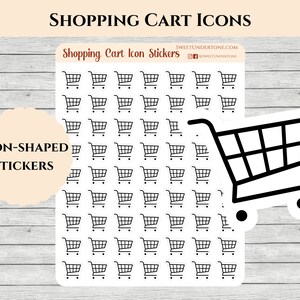 Minimal Shopping Cart Icon Stickers // Planner Stickers // Functional Planner Stickers // Printed Stickers