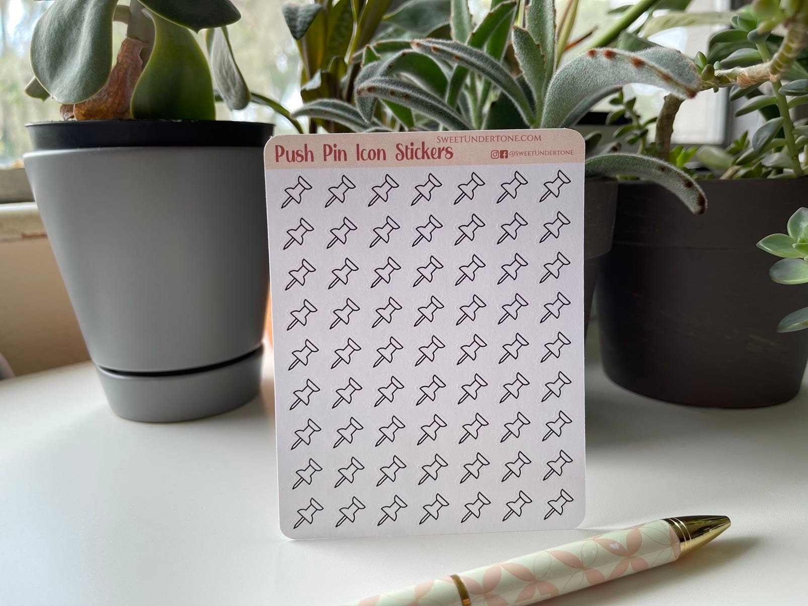 Minimal Push Pin Icon Stickers // Planner Stickers // Functional ...