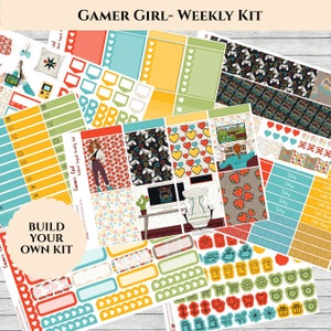 Gamer Girl / Erin Condren new size / Weekly Planner Kit // Planner Stickers //  Vertical Planner Kit // PRINTED Stickers