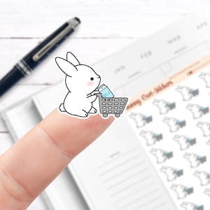 Bunny Shopping Cart Stickers // Planner Stickers // Functionele Planner Stickers // Bedrukte stickers
