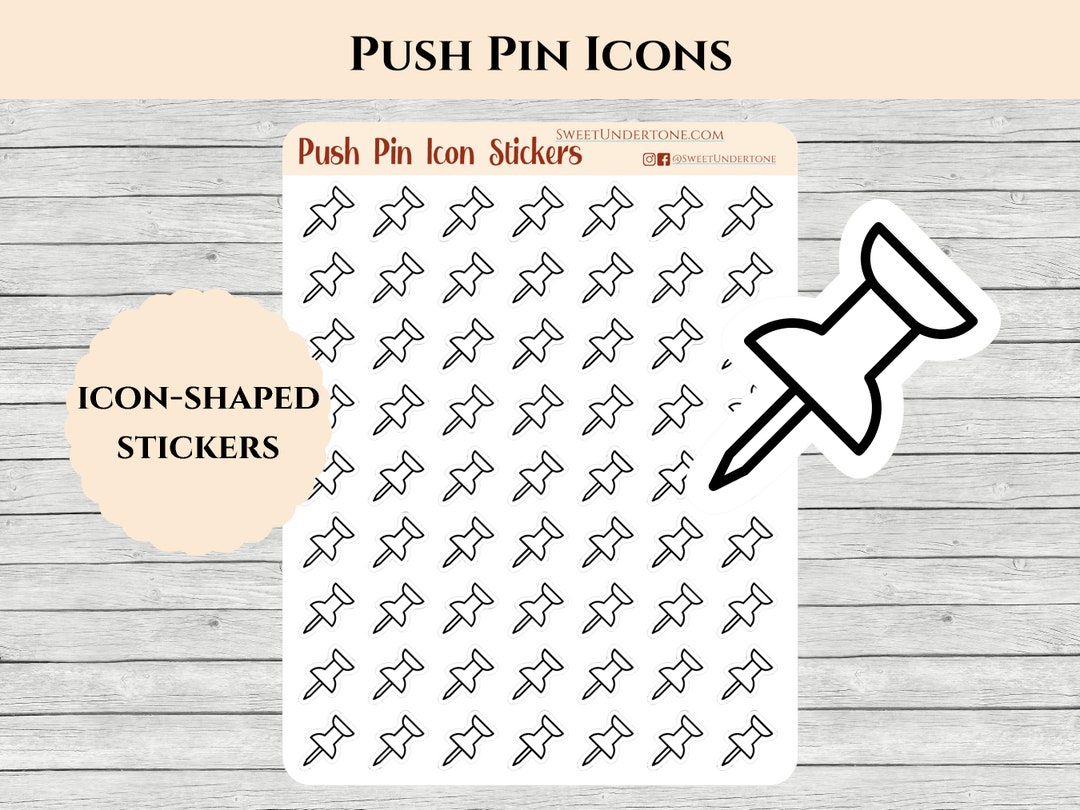 Minimal Push Pin Icon Stickers // Planner Stickers // Functional ...