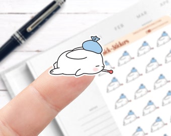 Bunny Sick Stickers // Planner Stickers // Functional Planner Stickers // Printed Stickers