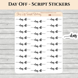Day Off - Script Stickers // Planner Stickers // Functional Planner Stickers // Minimal Stickers //  Printed Stickers