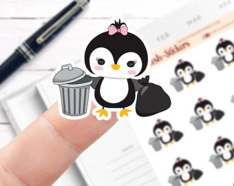 Penguin Trash Stickers // Character Stickers // Planner Stickers // Functional Planner Stickers // Printed Stickers