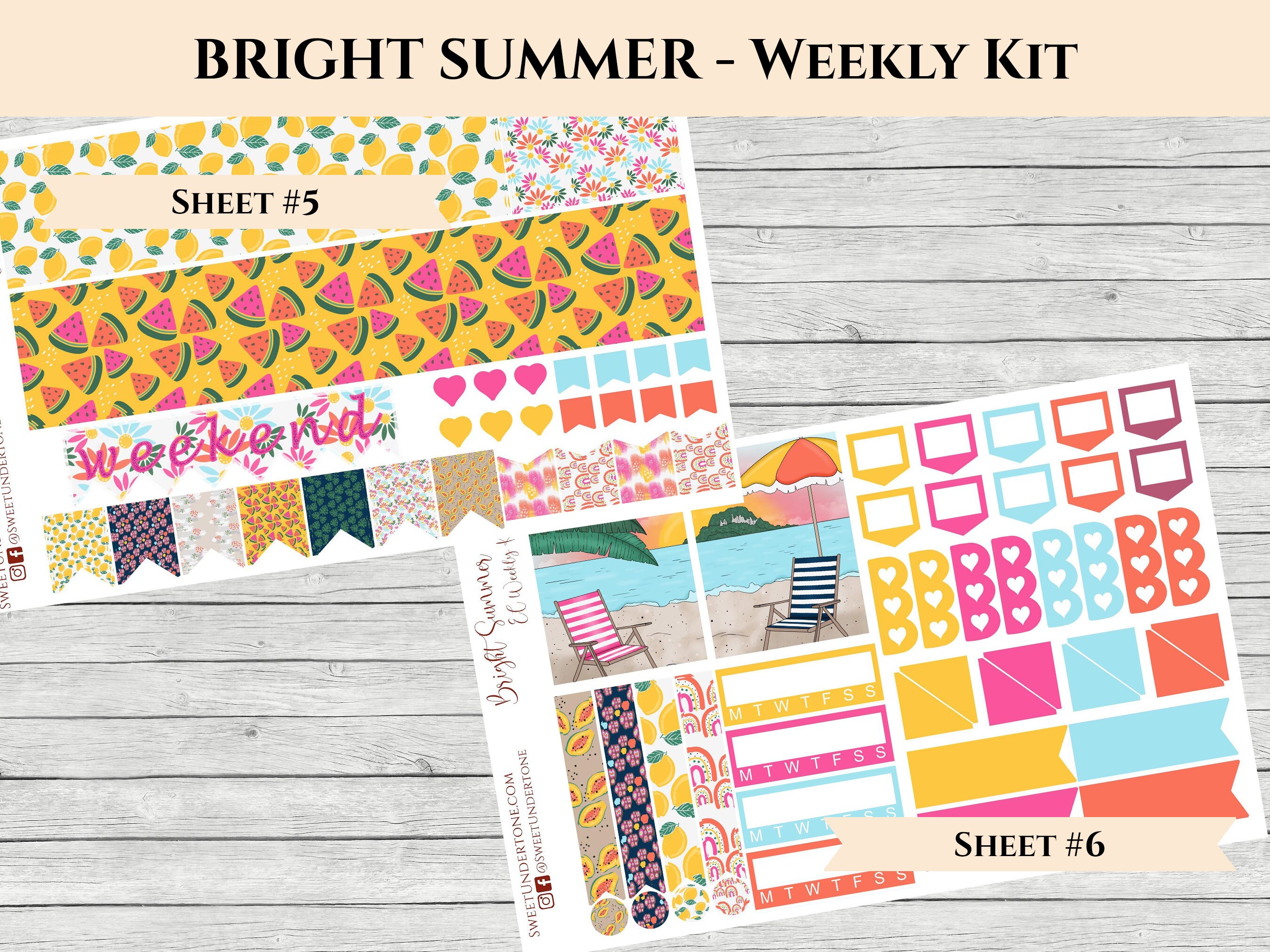 Bright Summer / Erin Condren 2021 Weekly Planner Kit / Planner Stickers ...