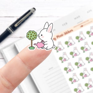 Bunny Plant Stickers // Planner Stickers // Functional Planner Stickers // Printed Stickers