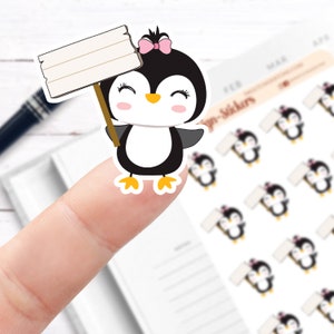 Penguin Sign Stickers // Character Stickers // Planner Stickers // Functional Planner Stickers // Printed Stickers