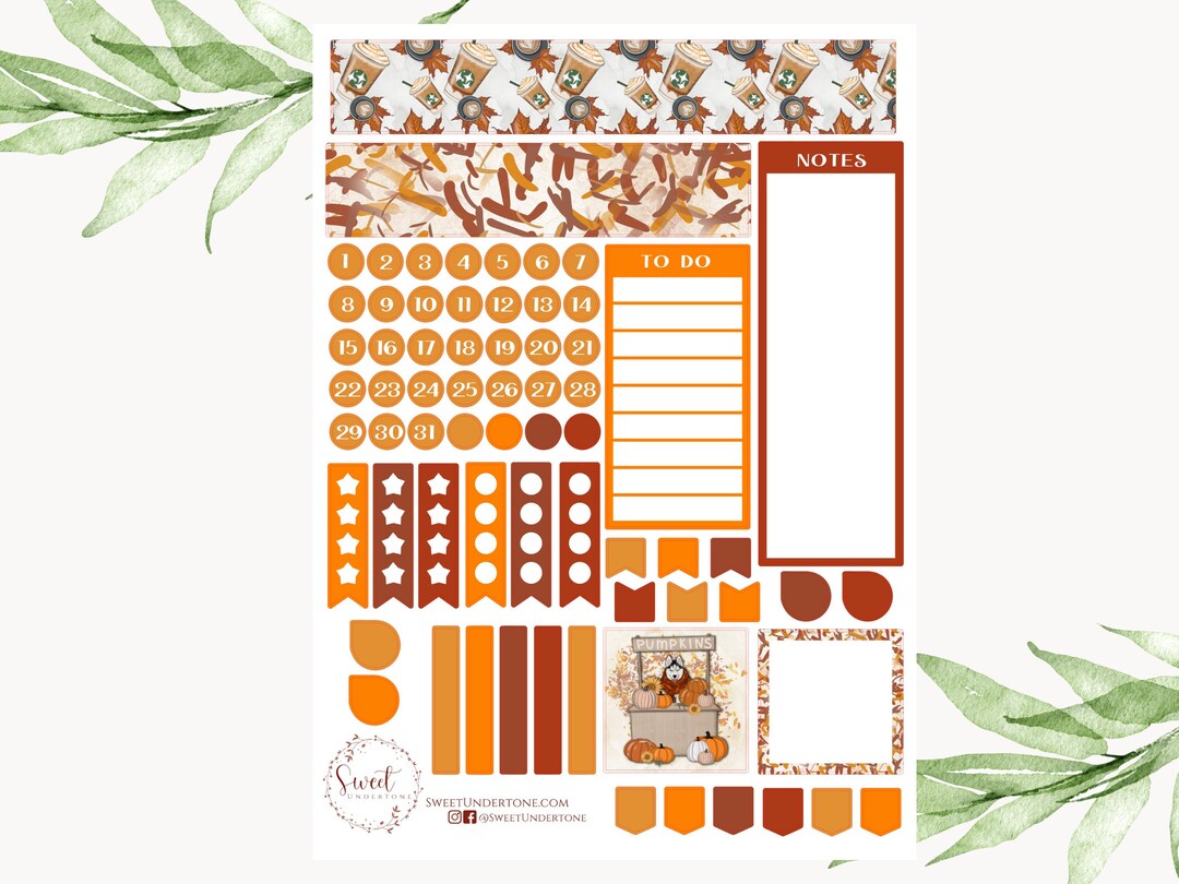 Autumn Mood/ Erin Condren / Monthly Planner Kit // Planner Stickers ...