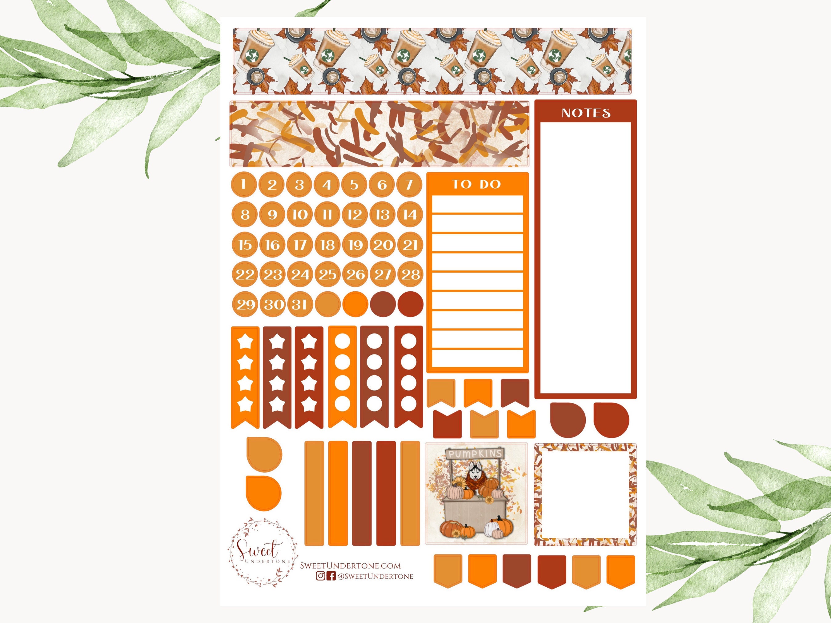 Autumn Mood/ Erin Condren / Monthly Planner Kit // Planner Stickers ...