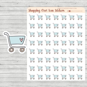 Shopping Cart Icon Stickers // Planner Stickers // Functional Planner Stickers // Printed Stickers