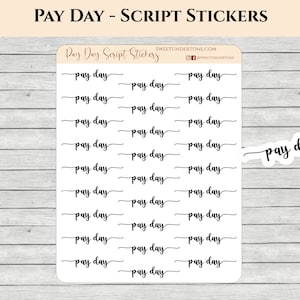 Pay Day - Script Stickers // Planner Stickers // Functional Planner Stickers // Minimal Stickers //  Printed Stickers