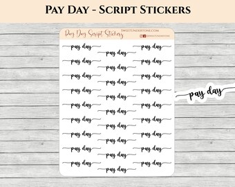 Jour de paie - Stickers script // Stickers agenda // Stickers agenda fonctionnels // Stickers minimalistes // Stickers imprimés