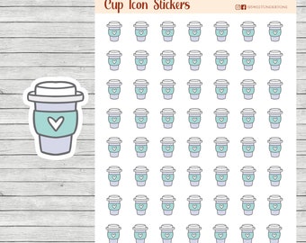 Cup Icon Stickers // Planner Stickers // Functional Planner Stickers // Printed Stickers