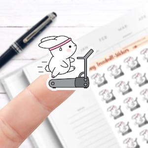 Bunny Treadmill Stickers // Planner Stickers // Functional Planner Stickers // Printed Stickers