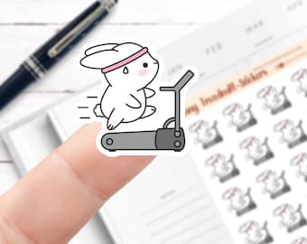 Bunny Treadmill Stickers // Planner Stickers // Functional Planner Stickers // Printed Stickers