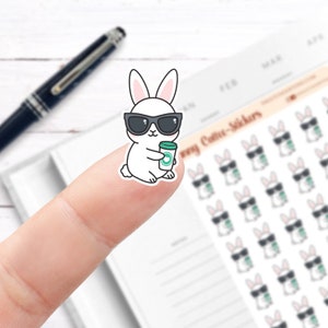 Bunny Coffee Stickers // Planner Stickers // Functional Planner Stickers // Printed Stickers