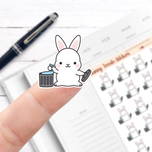 Bunny Trash Stickers // Planner Stickers // Functional Planner Stickers // Printed Stickers
