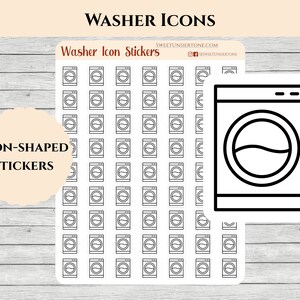 Waschmaschine Symbol Aufkleber // Planer Aufkleber // Funktionale Aufkleber // Gedruckte Aufkleber
