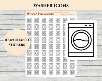 Minimal Washer Icon Stickers // Planner Stickers // Functional Planner Stickers // Printed Stickers