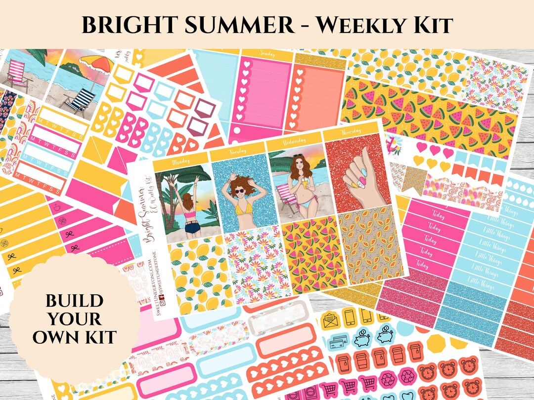 Bright Summer / Erin Condren 2021 Weekly Planner Kit / Planner Stickers ...