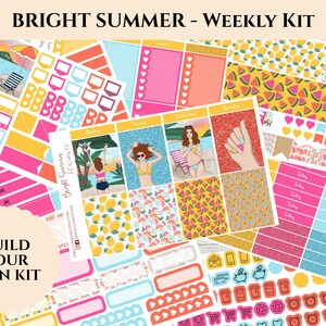 Bright Summer / Erin Condren 2021 Wochenplaner Kit / Planer Sticker / Vertikal Planer Kit / Ausdruckbare Planer Sticker mit Cut Files