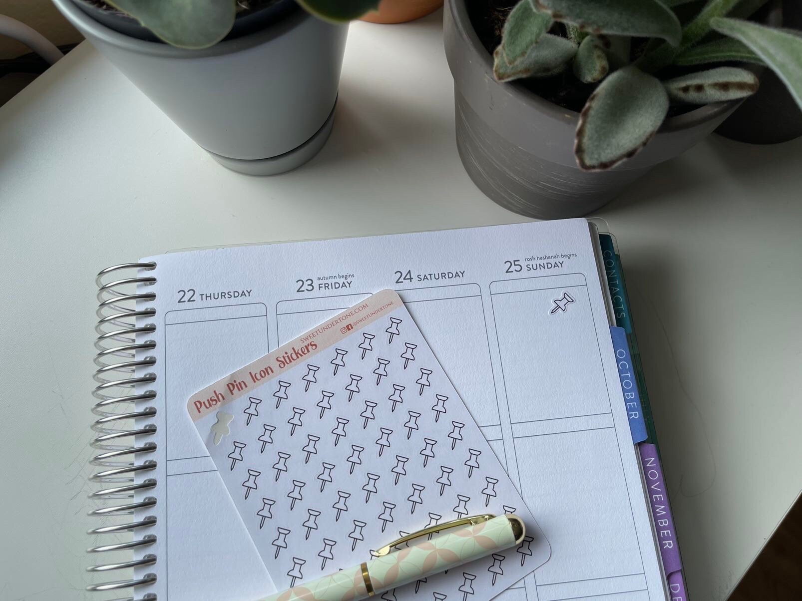 Minimal Push Pin Icon Stickers // Planner Stickers // Functional ...