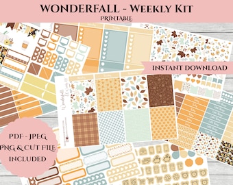 Wonderfall / Erin Condren 2021  Weekly Planner Kit // Planner Stickers //  Vertical Planner Kit // Printable Planner Stickers with Cut Files