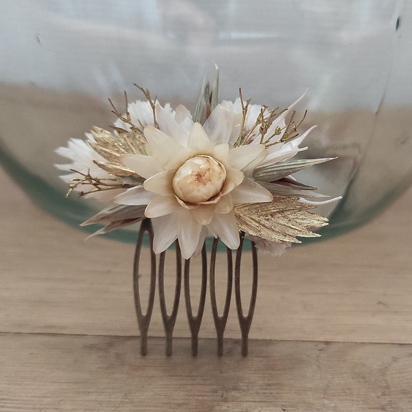 Mini peigne à cheveux en fleurs séchées