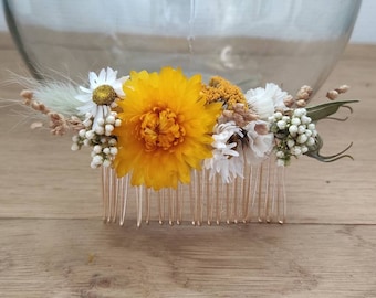 Peigne à cheveux en fleurs séchées