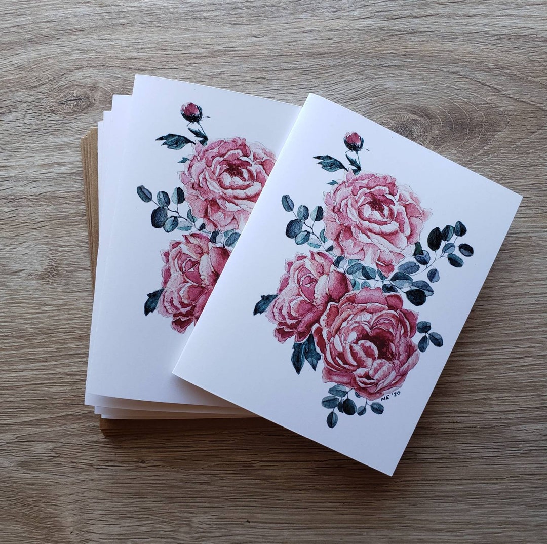 Peony Watercolor Greeting Card 5 Pack - Etsy