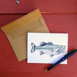 Carte de voeux/carte de note de grande bouche bass américaine de bois