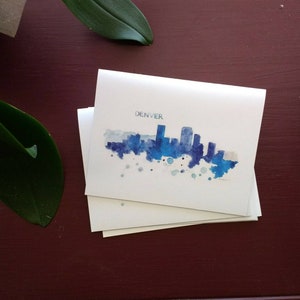 Denver Skyline Greeting Card Watercolor Note Card Set of 5