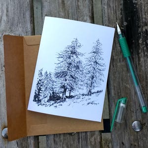 Carte de voeux/Carte de correspondance sapin/pin Woodland américain