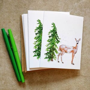 Deer/Doe 5 Piece American Woodland Greeting Card Set/ Note Card