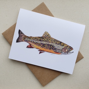 Carte de voeux pour omble de fontaine au crayon de couleur 1 pièce
