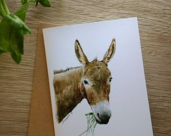Donkey Greeting Card Note Card Watercolor