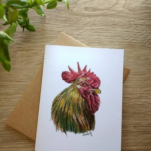 Rooster Greeting Card/Note Card Colored Pencil