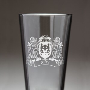 Riley Irish Coat of Arms Lions Pint Glasses (Sand Etched)