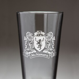 McNamara Irish Coat of Arms Lions Pint Glasses (Sand Etched)