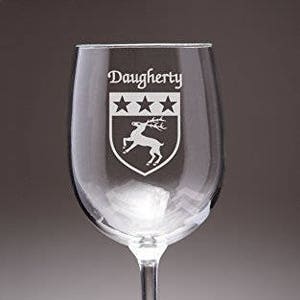 Daugherty Irish Coat of Arms Wine Glasses - Set of 4 (Sand Etched)