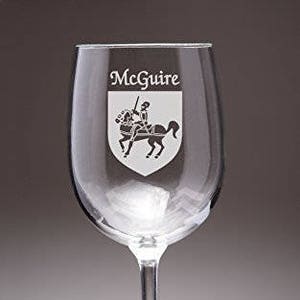 McGuire Irish Coat of Arms Wine Glasses - Set of 4 (Sand Etched)